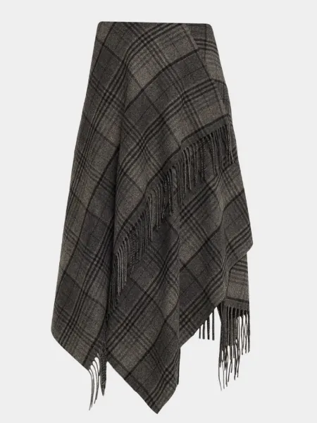 Plaid Wrap Midi Skirt